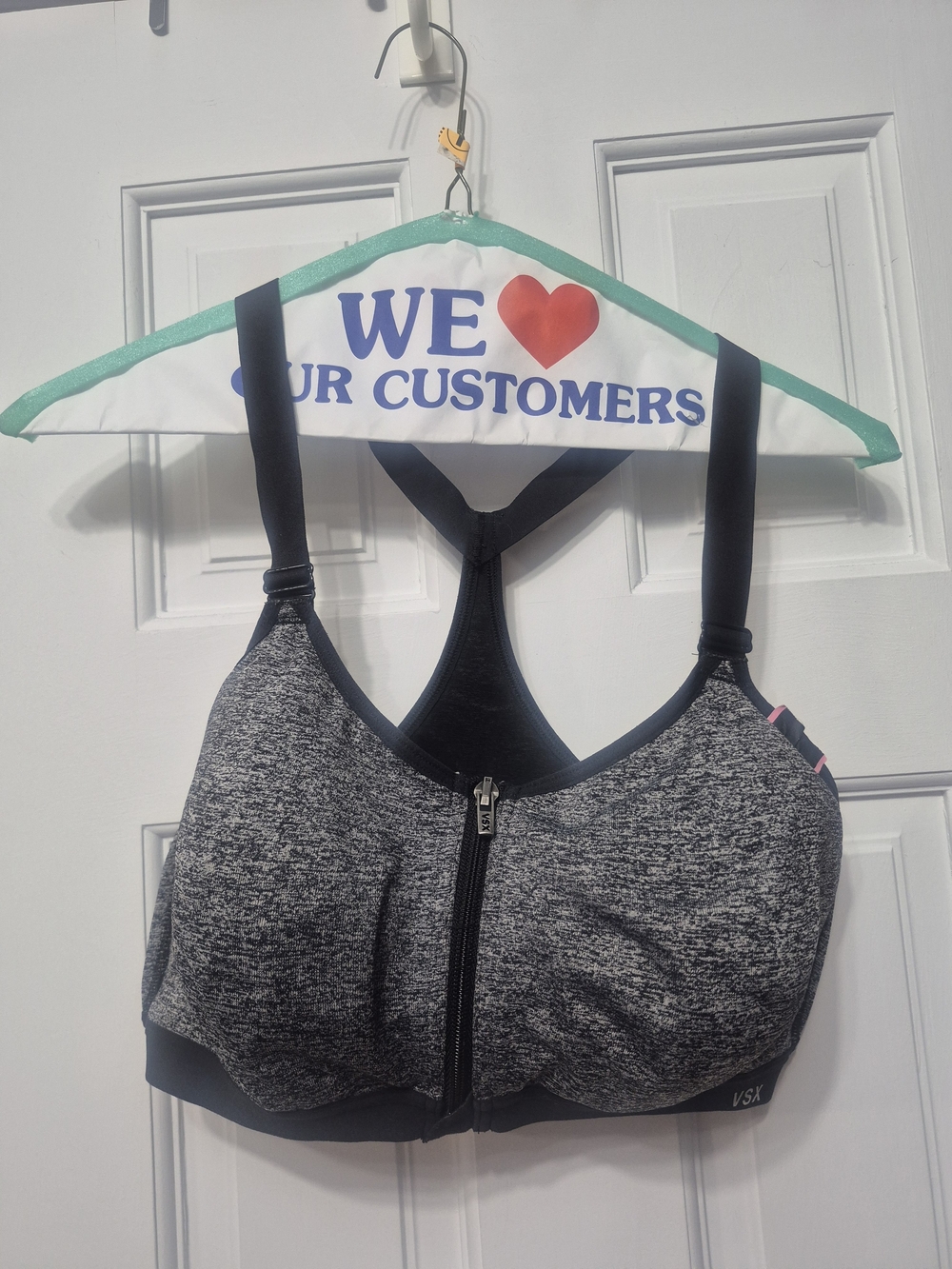 VSX Front-Zip Support Sports Bra in Heather Gray